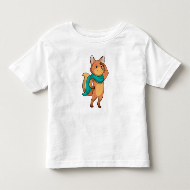 Fox med Scarf T Shirt (Framsida)