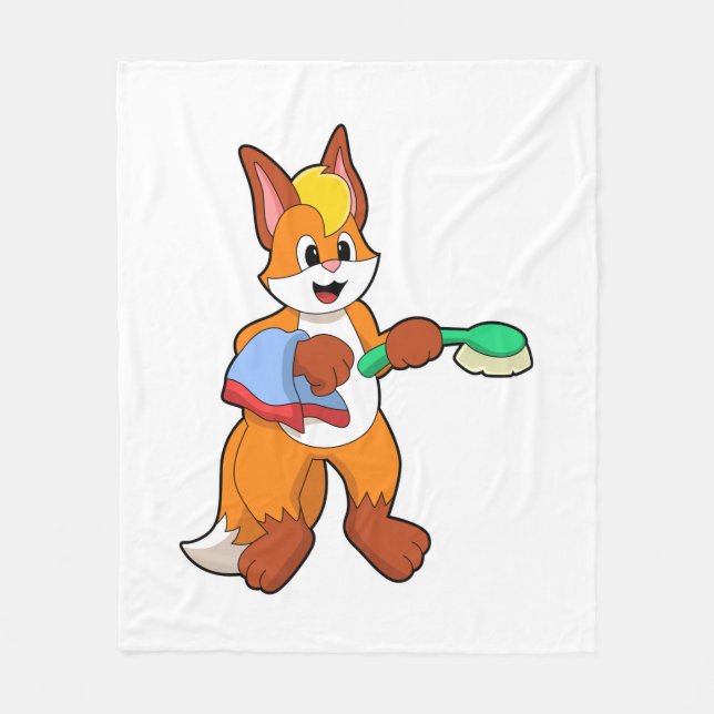 Fox med Towel & Brush Fleecefilt (Framsidan)
