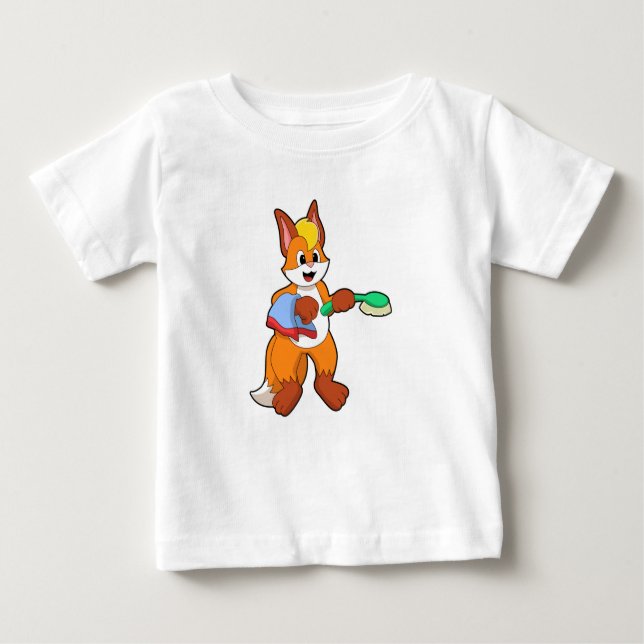 Fox med Towel & Brush T Shirt (Framsida)