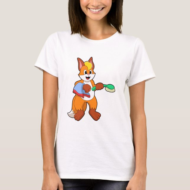 Fox med Towel & Brush T Shirt (Framsida)