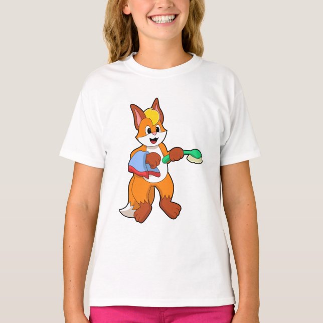 Fox med Towel & Brush T Shirt (Framsida)