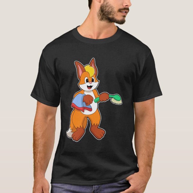 Fox med Towel & Brush T Shirt (Framsida)