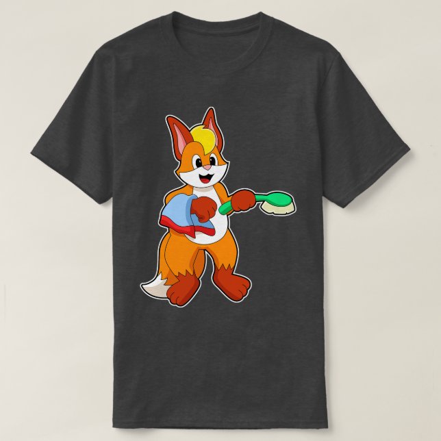 Fox med Towel-pensel T Shirt (Design framsida)