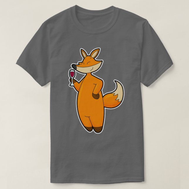 Fox med Vin glas T Shirt (Design framsida)