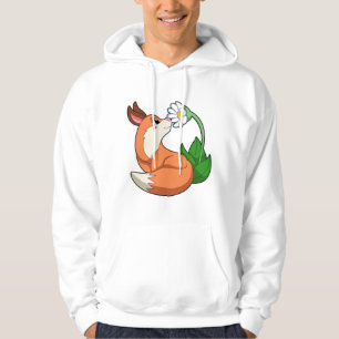 Fox med vit blomma hoodie