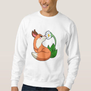 Fox med vit blomma lång ärmad tröja