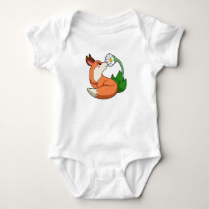 Fox med vit blomma t shirt