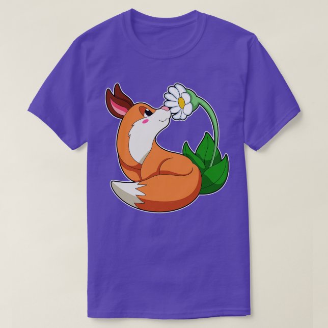 Fox med vit blomma t shirt (Design framsida)