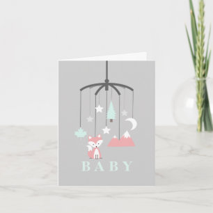 Fox Mobile Modern Girl Baby Shower Inbjudan