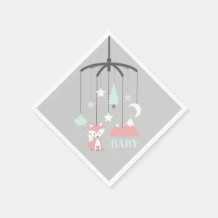 Fox Mobile Modern Rosa Baby Shower Napkins Pappersservett