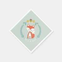 Fox Modern Girl Baby Shower Napkins