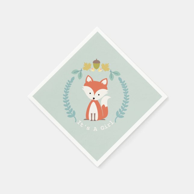 Fox Modern Girl Baby Shower Napkins Pappersservett (Hörn)