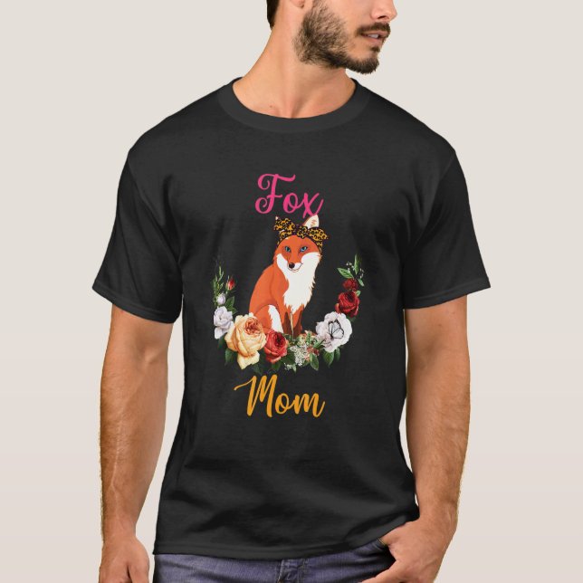 Fox Mom Floral Fox Bow Tie Lover Mother's Day T Shirt (Framsida)