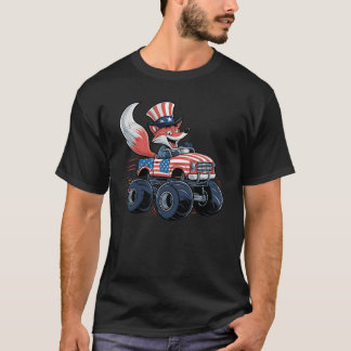 Fox Monster Truck 4:e juli patriotisk USA Amerika T Shirt