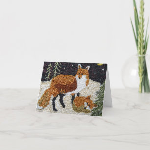 Fox Mor och Unge Notecard Kort