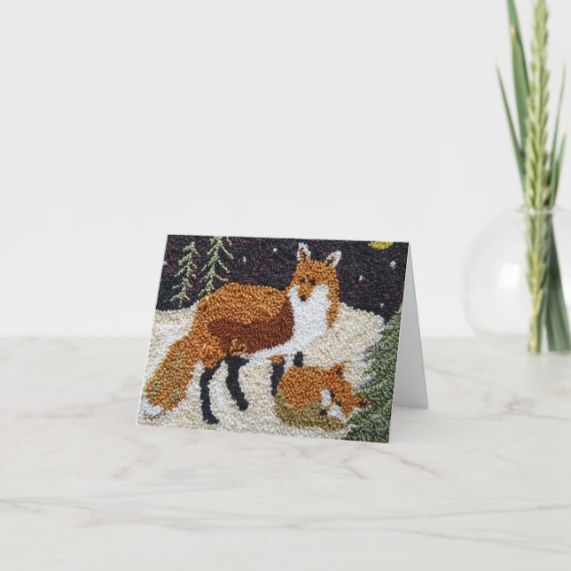 Fox Mor och Unge Notecard Kort (Framsida)