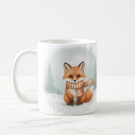 Fox Mug Cute Watercolor Winter Christmas Gift Wood Kaffemugg