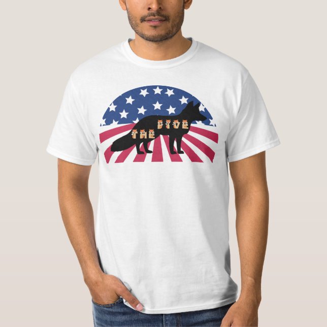 Fox News the Five Fox och American Flagga T Shirt (Framsida)