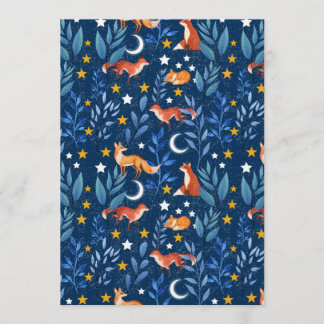 Fox Night Forest Celestial Seamless Pattern Inbjudningar
