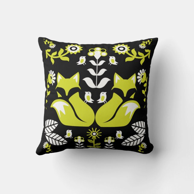 Fox Nordic Scandinavian Folk Art Kudde (Baksida)