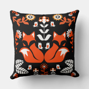Fox Nordic Scandinavian Folk Art Kudde