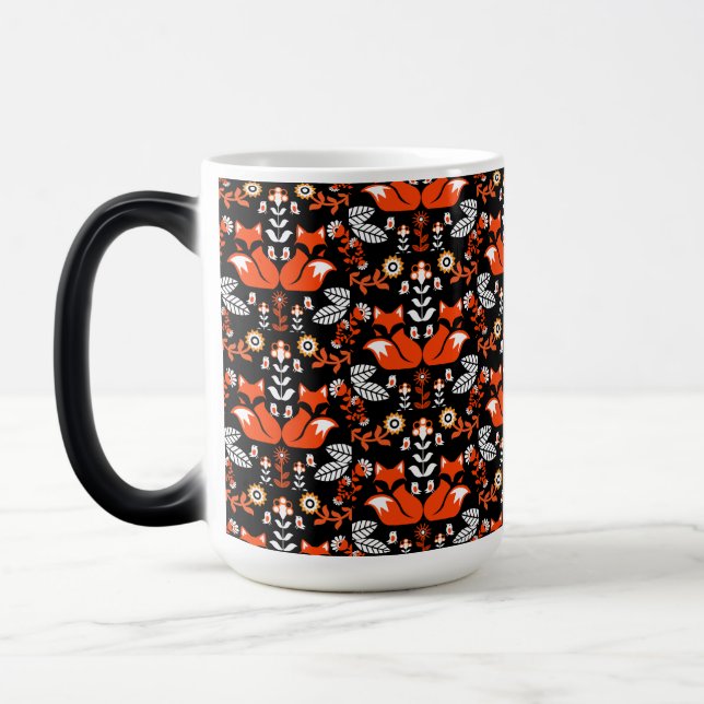 Fox Nordic Scandinavian Folk Art Magisk Mugg (Vänster)