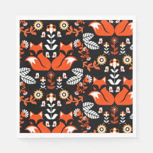 Fox Nordic Scandinavian Folk Art Tablecloth Pappersservett