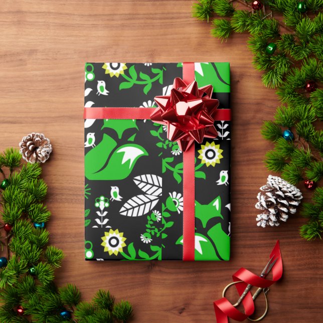 Fox Nordic Scandinavian Folk Art Tablecloth Presentpapper (Julgåva)