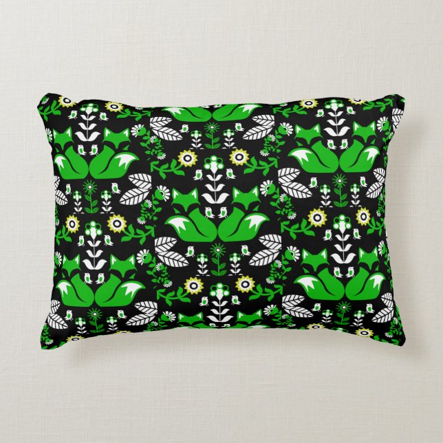 Fox Nordic Scandinavian Folk Art Tablecloth Prydnadskudde (Framsidan)