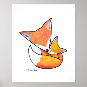 Fox Nursery Art Mamma Baby Woodland Animal Poster