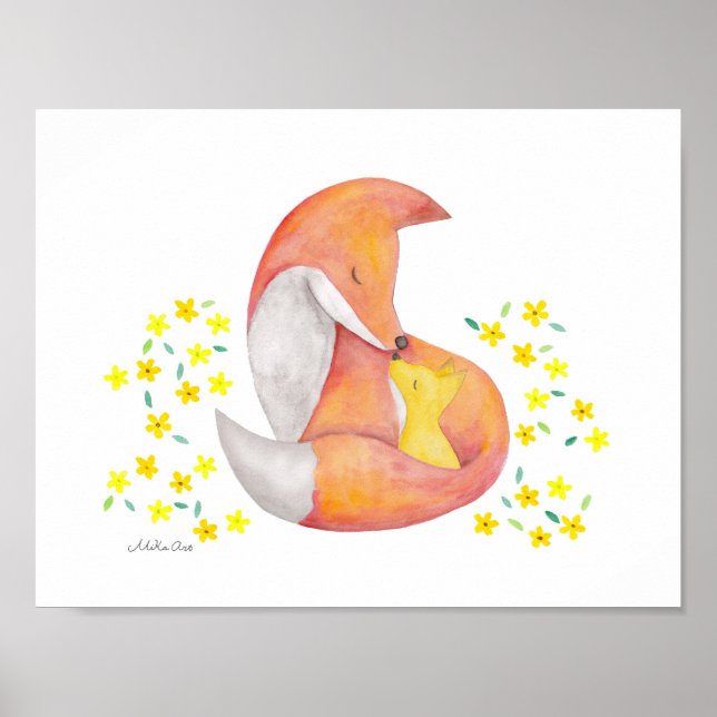 Fox Nursery Art Print Fox Nursery Decor Poster (Framsidan)