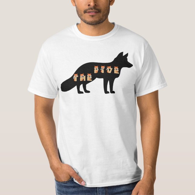 Fox Nyheter De fem Fox Silhouette och Fox Font T Shirt (Framsida)
