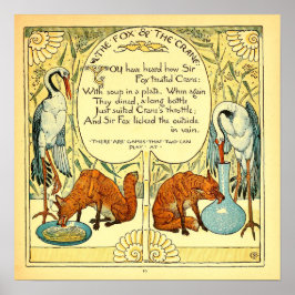 Fox och Crane Walter Crane Poster
