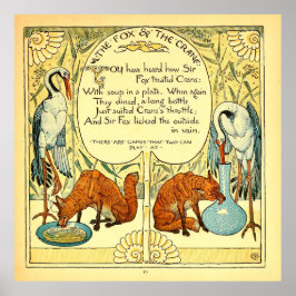 Fox och Crane Walter Crane Poster