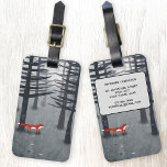 Fox och det anpassade skogsnamnet bagagebricka<br><div class="desc">En rödräv av vild finns bland gräs träd i en mörk skog. En landskapsmålning för vilt-,  djur- och naturområdet älskare. Ändra kontaktinformationen på baksidan.</div>
