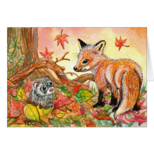 Fox och Ferret i Höst löv OBS Kort