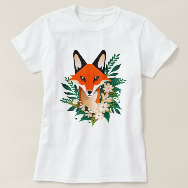 Fox och Flowers T-Shirt (Design framsida)