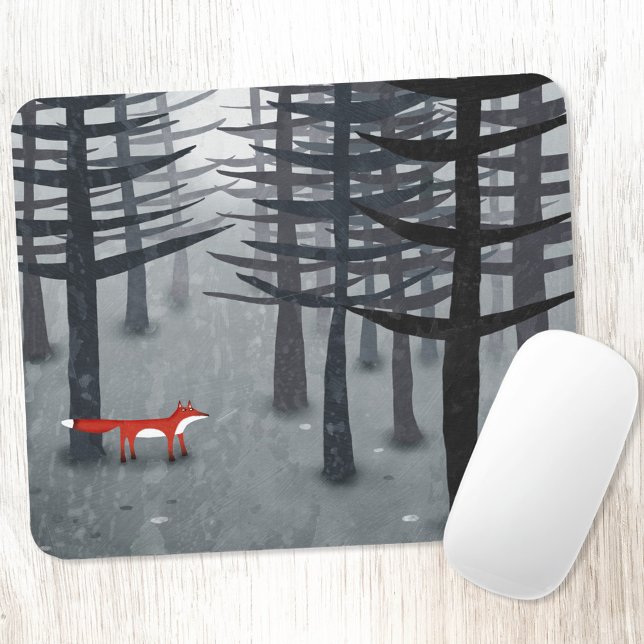 Fox och Forest Ombré Landscape Painting Musmatta (Fox and forest painting  art mousemat)