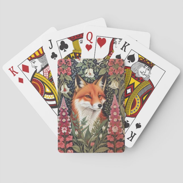 Fox och Foxglove Flowers William Morris Inspired Casinokort (Baksidan)