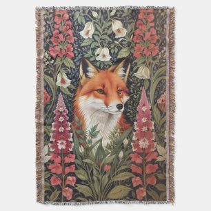 Fox och Foxglove Flowers William Morris Inspired Filt
