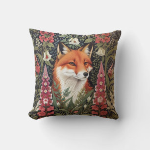 Fox och Foxglove Flowers William Morris Inspired Kudde