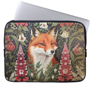 Fox och Foxglove Flowers William Morris Inspired Laptop Fodral