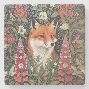 Fox och Foxglove Flowers William Morris Inspired Stenunderlägg