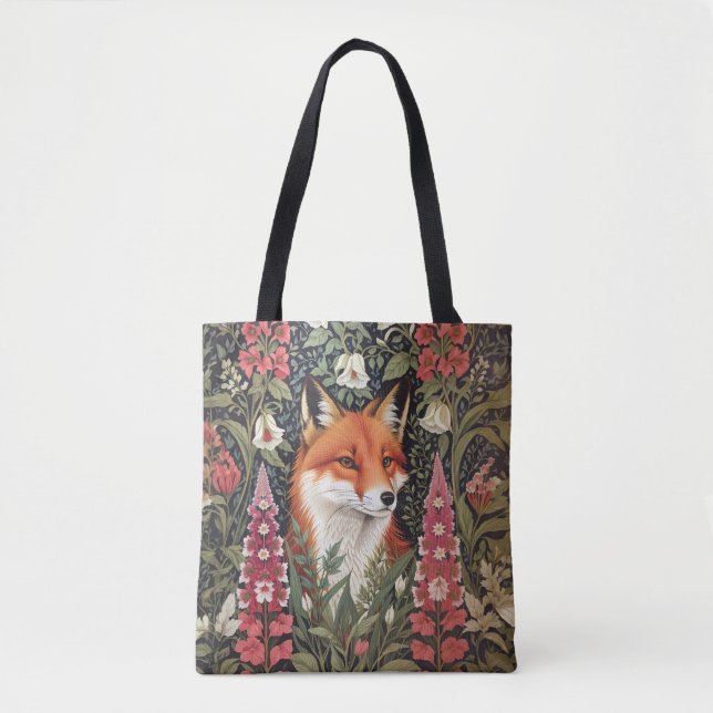 Fox och Foxglove Flowers William Morris Inspired Tygkasse (Framsida)