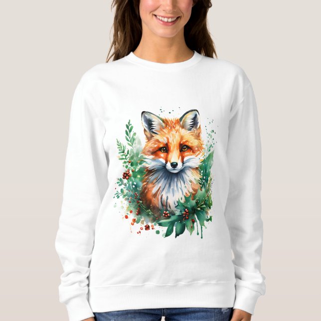 Fox och Holly med Red Berries T Shirt (Framsida)