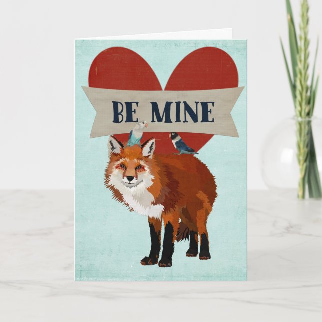 FOX- och INDIGO BIRDS Valentine Card Helgkort (Framsida)