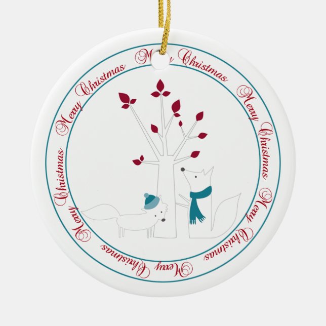 Fox och Julgran från vårt hus till er Julgransprydnad Keramik (Framsidan)