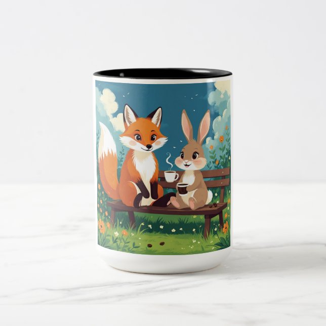 Fox- och kaninkaffetiden Två-Tonad mugg (Center)