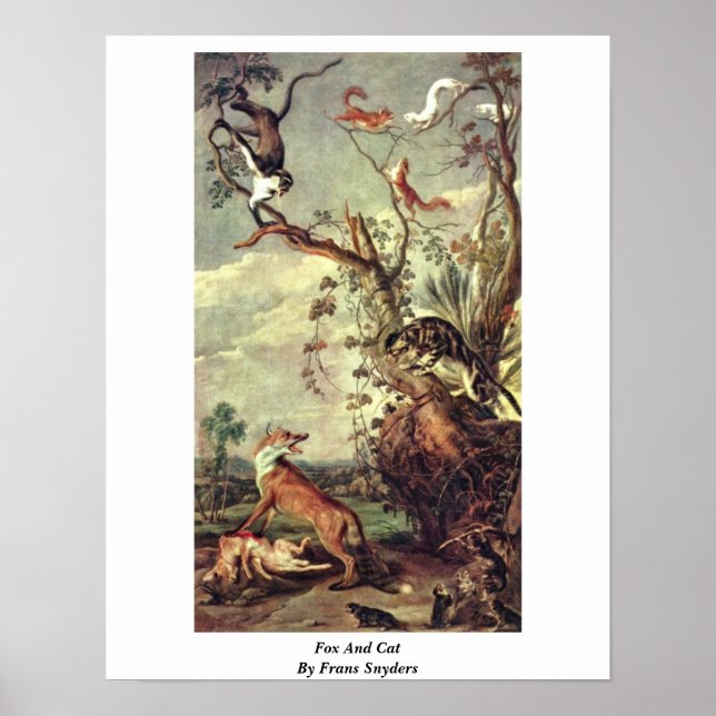 Fox och katt av Frans Snyders Poster (Framsidan)