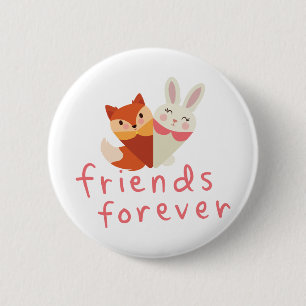 Fox och Rabbit Best Friend Knapp